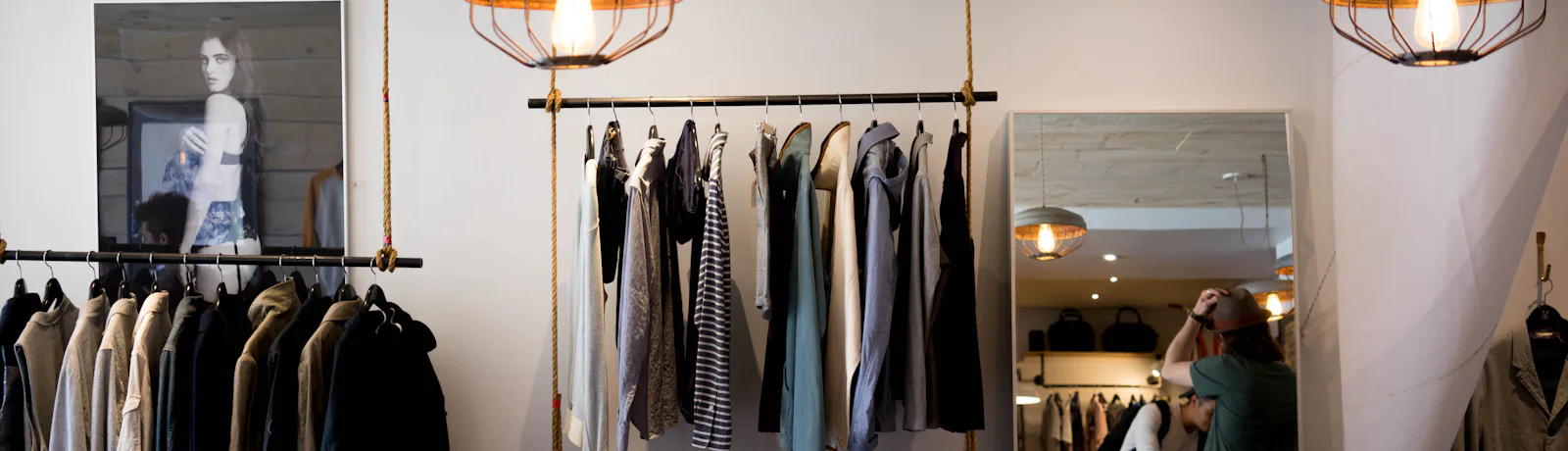Rail of clothes in a boutique